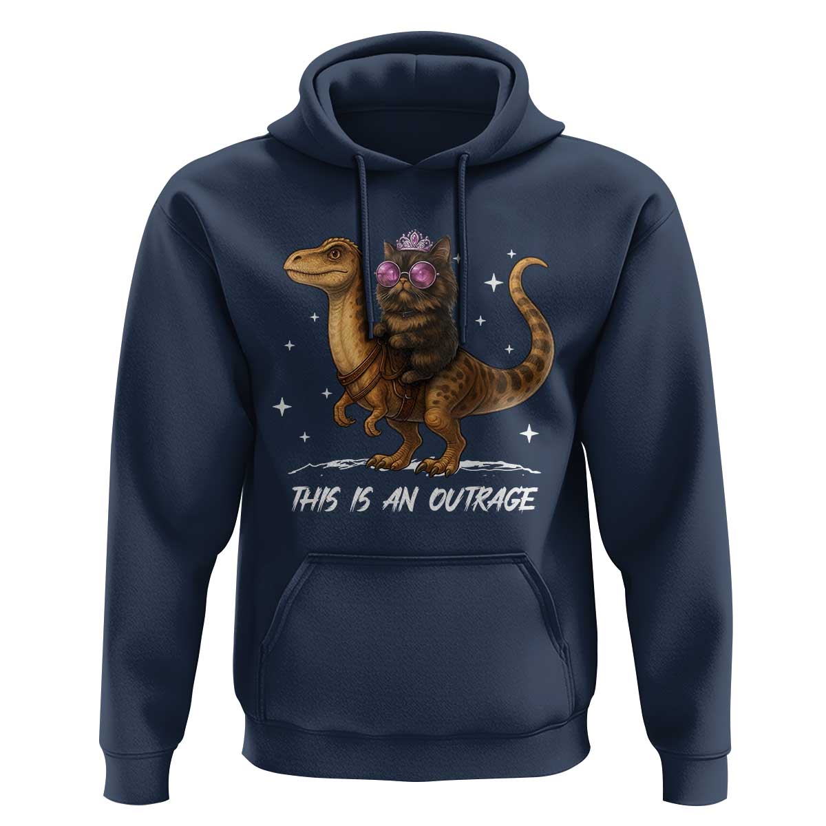 Dungeon Cat This Is An Outrage Hoodie Funny Princess Kitten Dinosaur - Wonder Print Shop