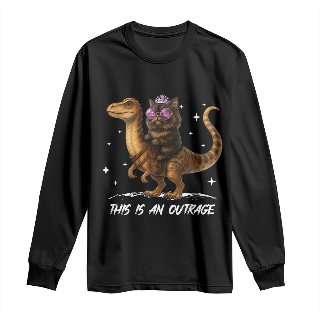 Dungeon Cat This Is An Outrage Long Sleeve Shirt Funny Princess Kitten Dinosaur - Wonder Print Shop