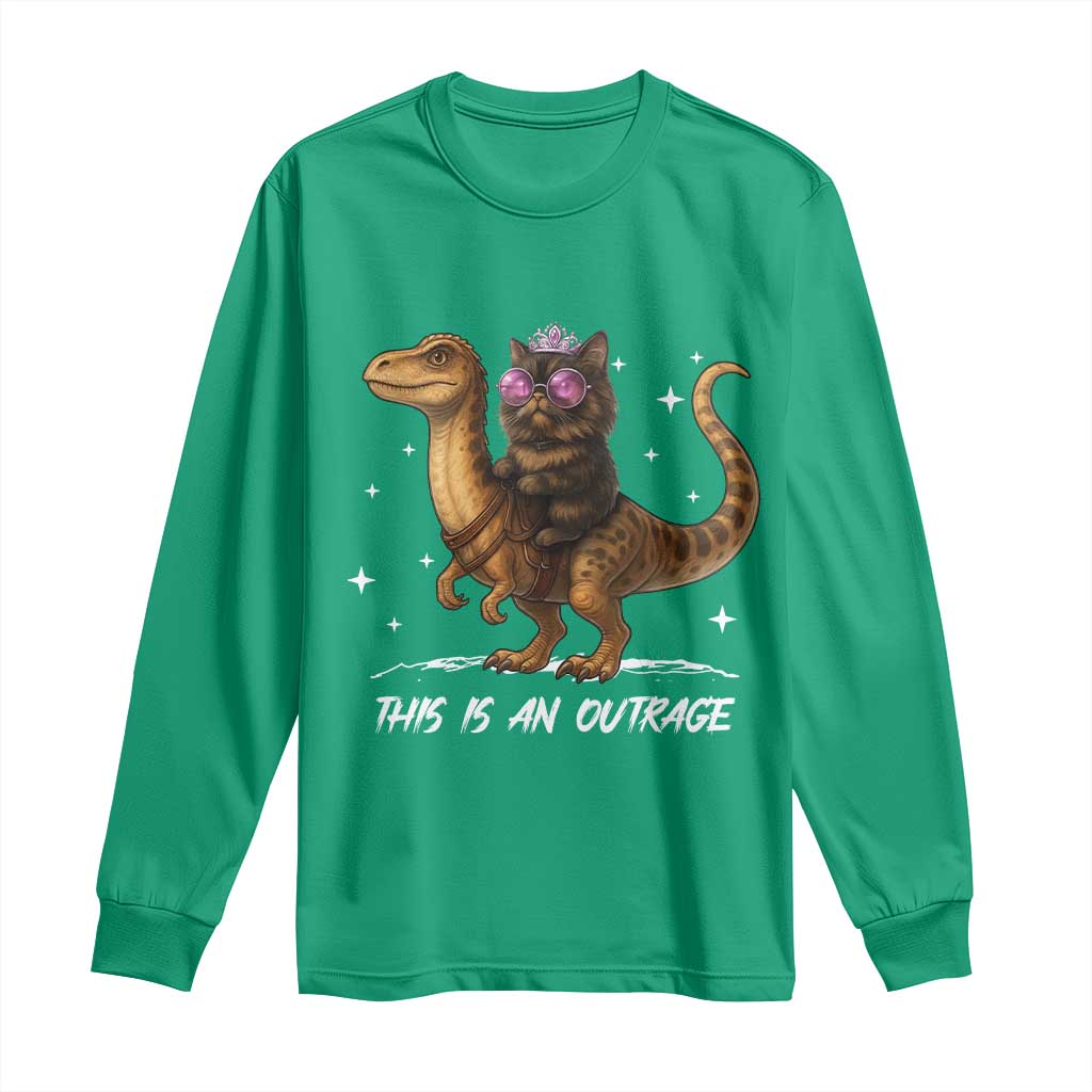 Dungeon Cat This Is An Outrage Long Sleeve Shirt Funny Princess Kitten Dinosaur - Wonder Print Shop