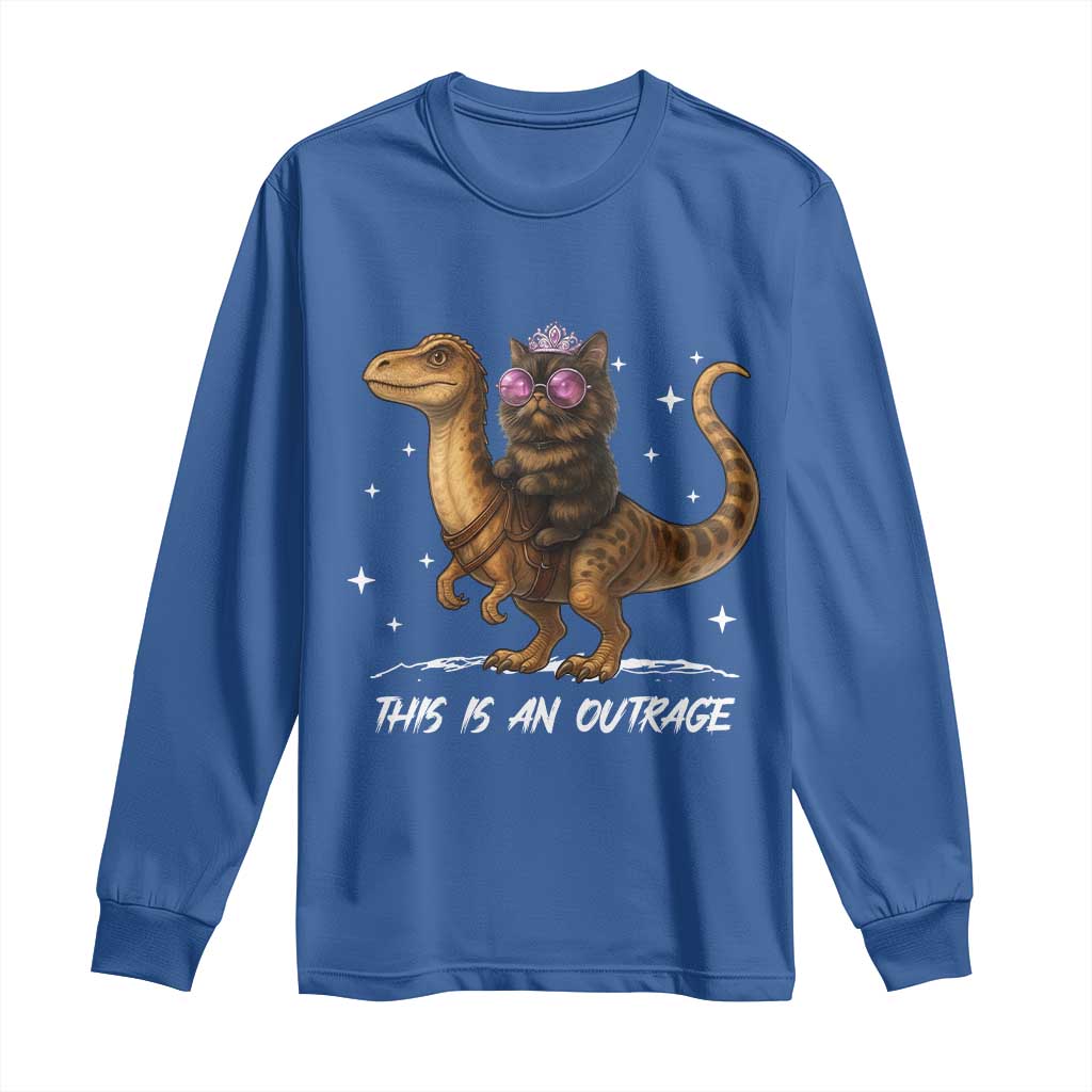 Dungeon Cat This Is An Outrage Long Sleeve Shirt Funny Princess Kitten Dinosaur - Wonder Print Shop