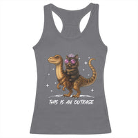 Dungeon Cat This Is An Outrage Racerback Tank Top Funny Princess Kitten Dinosaur - Wonder Print Shop