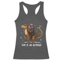 Dungeon Cat This Is An Outrage Racerback Tank Top Funny Princess Kitten Dinosaur - Wonder Print Shop
