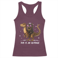 Dungeon Cat This Is An Outrage Racerback Tank Top Funny Princess Kitten Dinosaur - Wonder Print Shop
