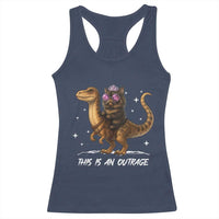 Dungeon Cat This Is An Outrage Racerback Tank Top Funny Princess Kitten Dinosaur - Wonder Print Shop