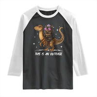 Dungeon Cat This Is An Outrage Raglan Shirt Funny Princess Kitten Dinosaur - Wonder Print Shop