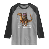 Dungeon Cat This Is An Outrage Raglan Shirt Funny Princess Kitten Dinosaur - Wonder Print Shop