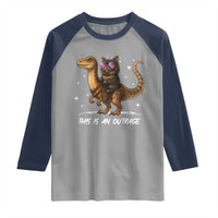 Dungeon Cat This Is An Outrage Raglan Shirt Funny Princess Kitten Dinosaur - Wonder Print Shop