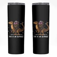 Dungeon Cat This Is An Outrage Skinny Tumbler Funny Princess Kitten Dinosaur - Wonder Print Shop