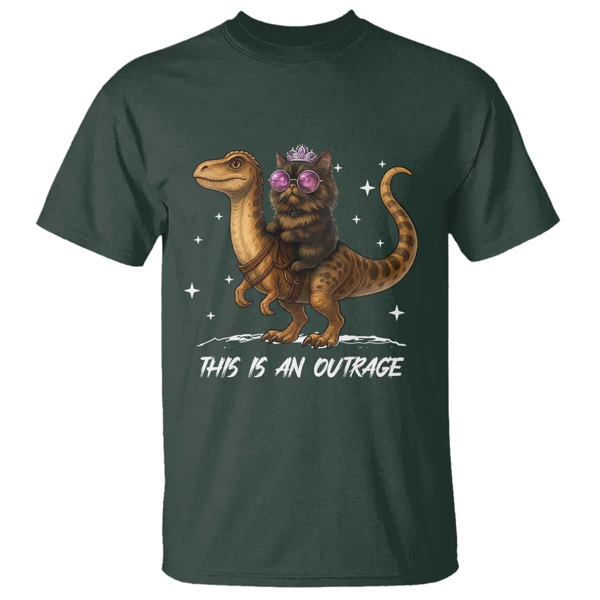 Dungeon Cat This Is An Outrage T Shirt Funny Princess Kitten Dinosaur - Wonder Print Shop