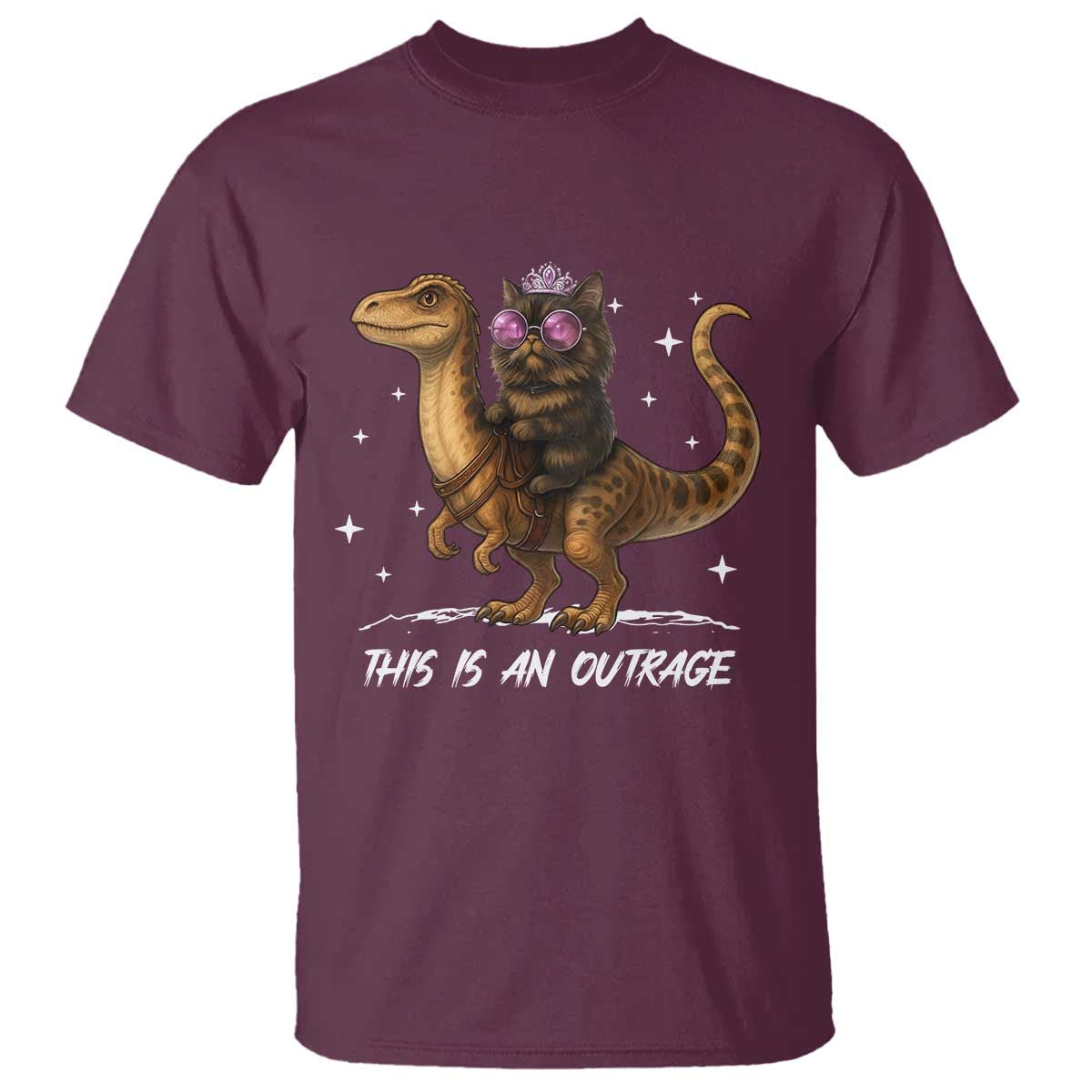 Dungeon Cat This Is An Outrage T Shirt Funny Princess Kitten Dinosaur - Wonder Print Shop