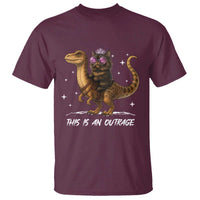 Dungeon Cat This Is An Outrage T Shirt Funny Princess Kitten Dinosaur - Wonder Print Shop