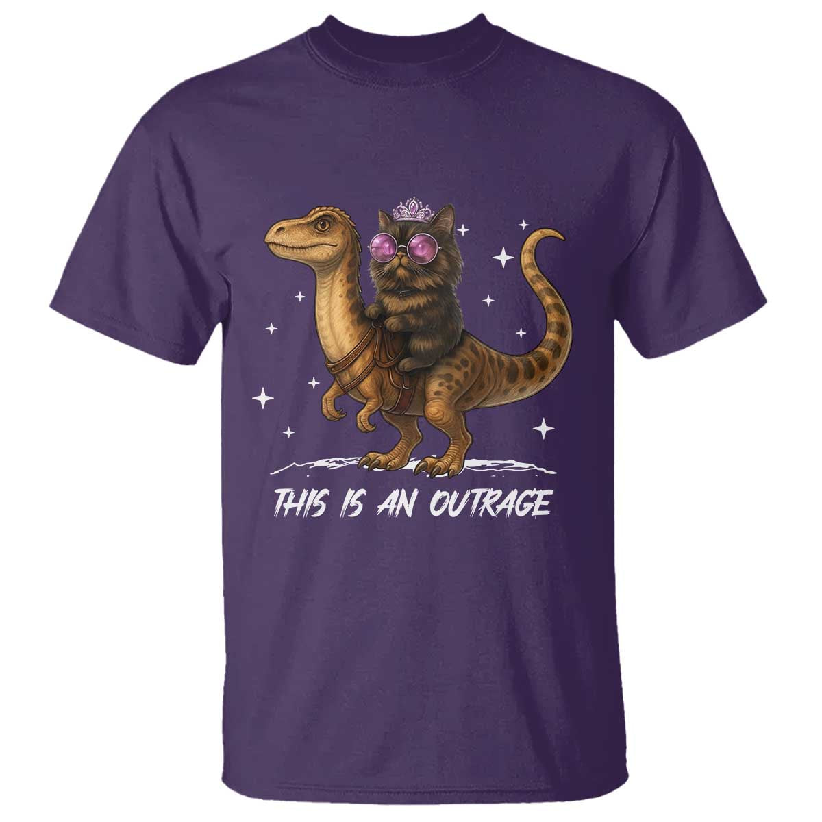 Dungeon Cat This Is An Outrage T Shirt Funny Princess Kitten Dinosaur - Wonder Print Shop