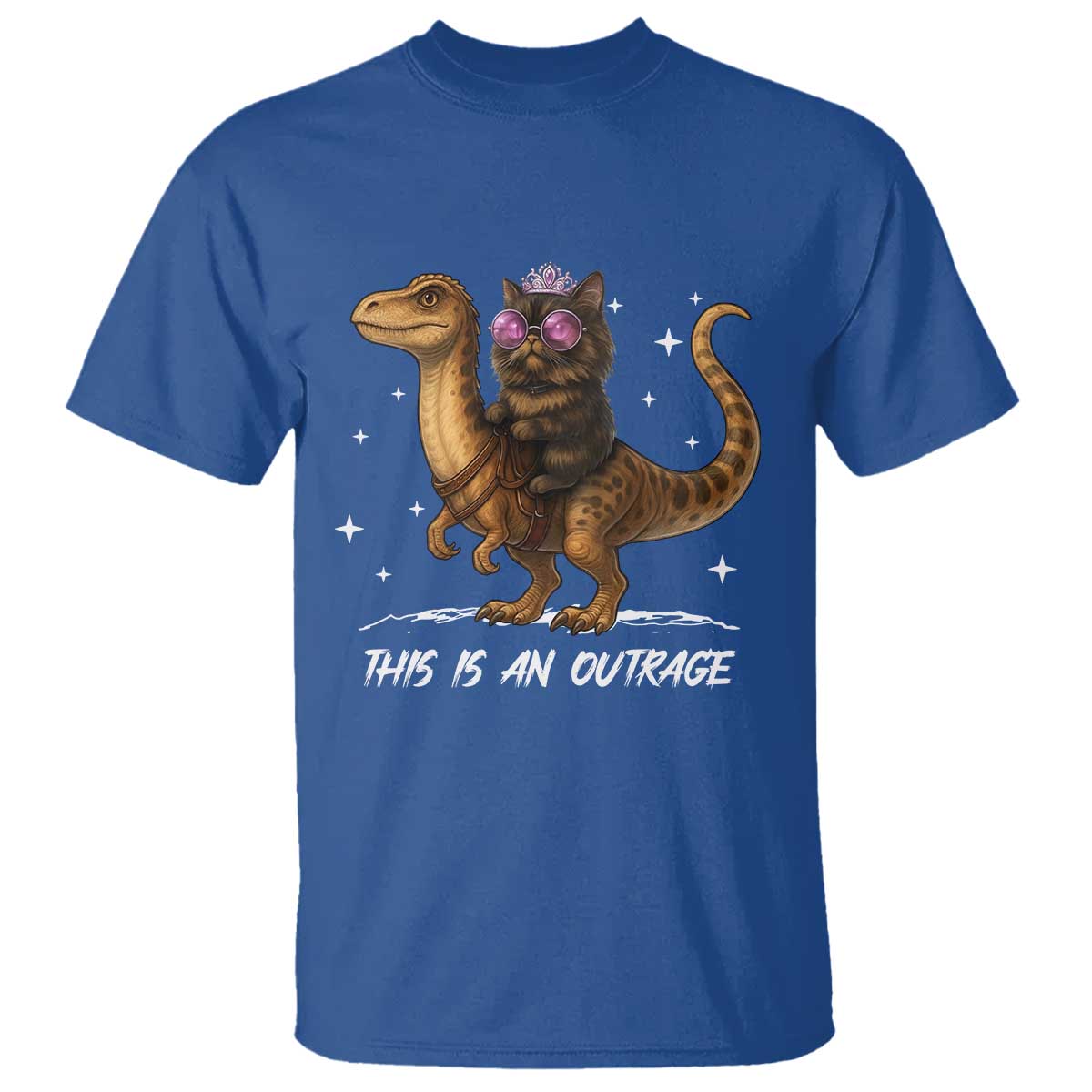 Dungeon Cat This Is An Outrage T Shirt Funny Princess Kitten Dinosaur - Wonder Print Shop