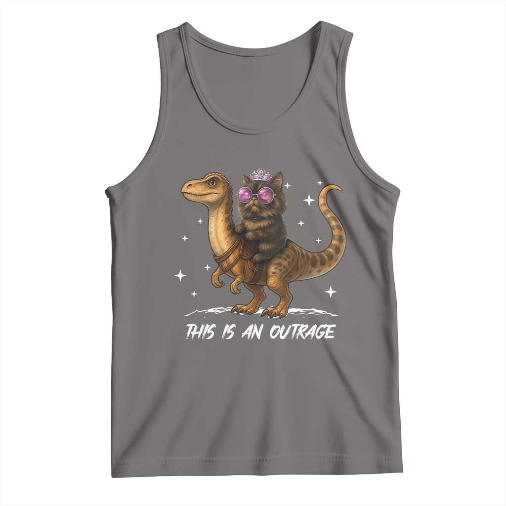 Dungeon Cat This Is An Outrage Tank Top Funny Princess Kitten Dinosaur - Wonder Print Shop