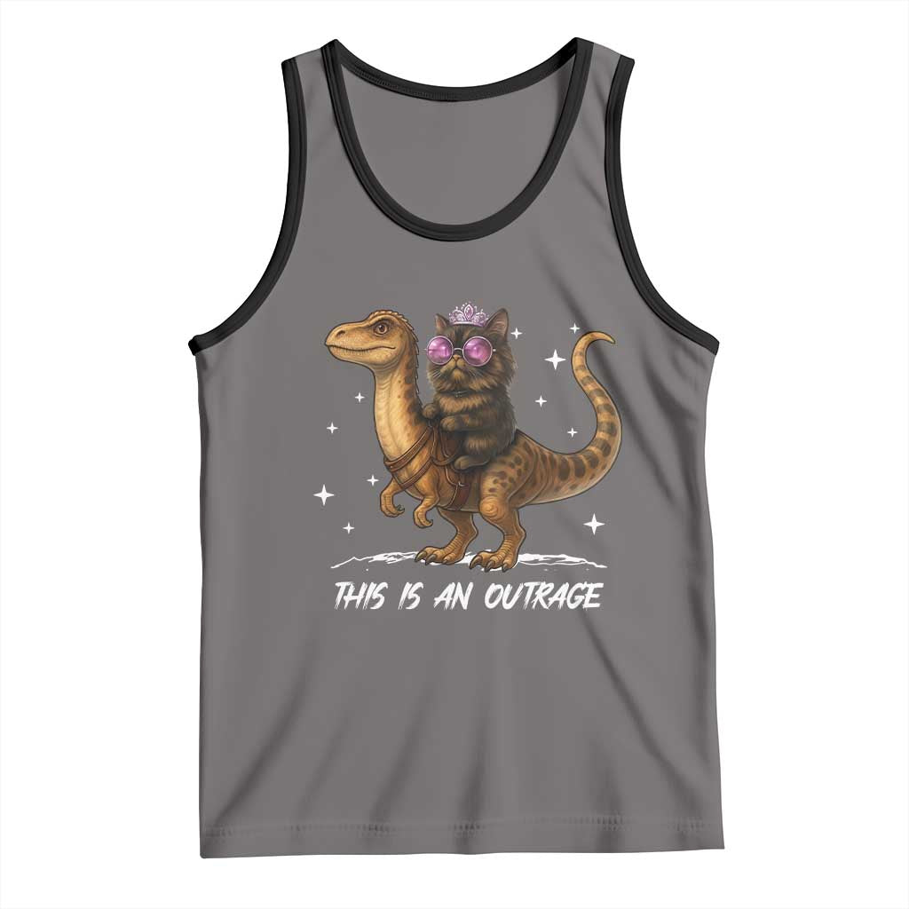 Dungeon Cat This Is An Outrage Tank Top Funny Princess Kitten Dinosaur - Wonder Print Shop