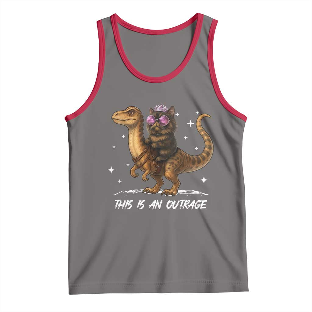 Dungeon Cat This Is An Outrage Tank Top Funny Princess Kitten Dinosaur - Wonder Print Shop