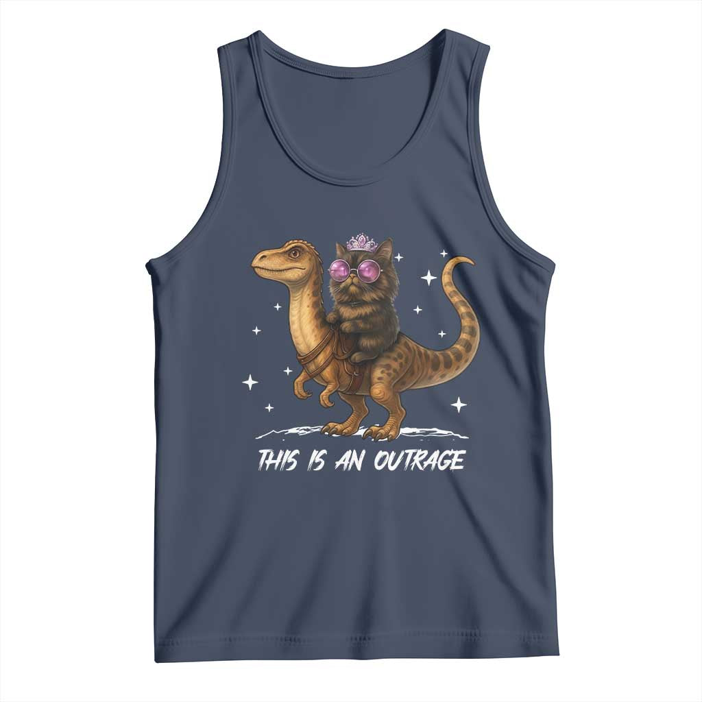 Dungeon Cat This Is An Outrage Tank Top Funny Princess Kitten Dinosaur - Wonder Print Shop