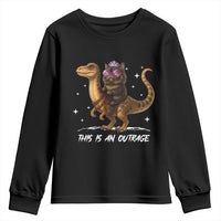 Dungeon Cat This Is An Outrage Youth Sweatshirt Funny Princess Kitten Dinosaur - Wonder Print Shop