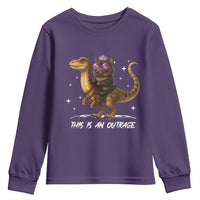 Dungeon Cat This Is An Outrage Youth Sweatshirt Funny Princess Kitten Dinosaur - Wonder Print Shop