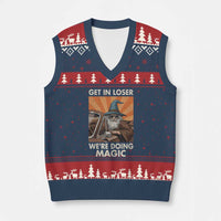 Funny Wizard RPG Gamer V-Neck Knit Sweater Vest Get In Loser We Are Doing Magic - Wonder Print Shop