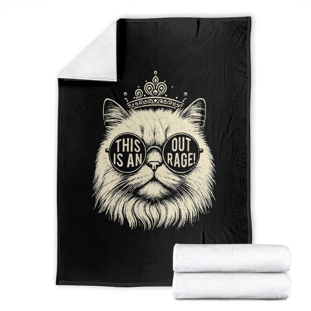 Dungeon Cat This Is An Outrage Throw Blanket Funny Princess Kitten - Wonder Print Shop