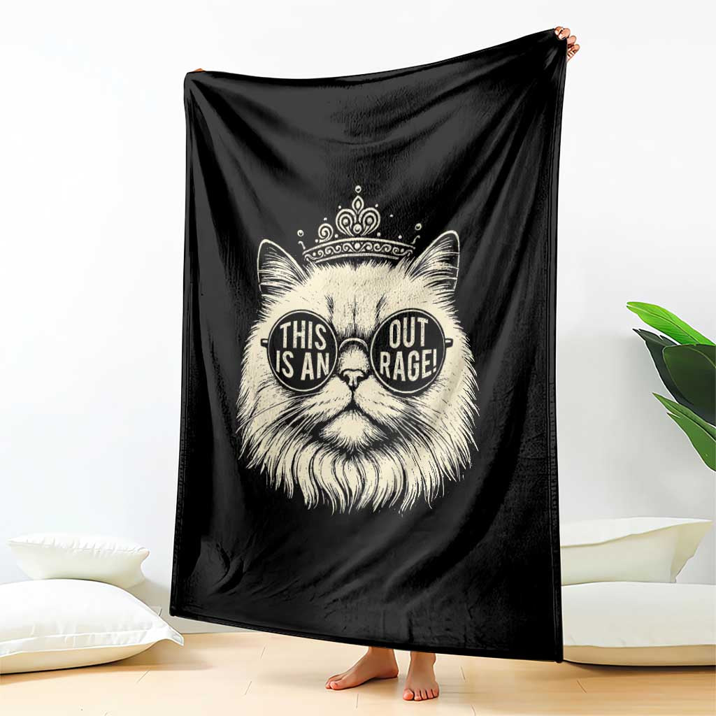 Dungeon Cat This Is An Outrage Throw Blanket Funny Princess Kitten - Wonder Print Shop