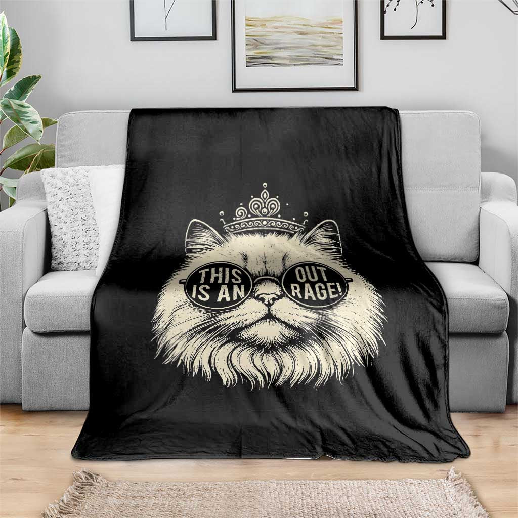 Dungeon Cat This Is An Outrage Throw Blanket Funny Princess Kitten - Wonder Print Shop