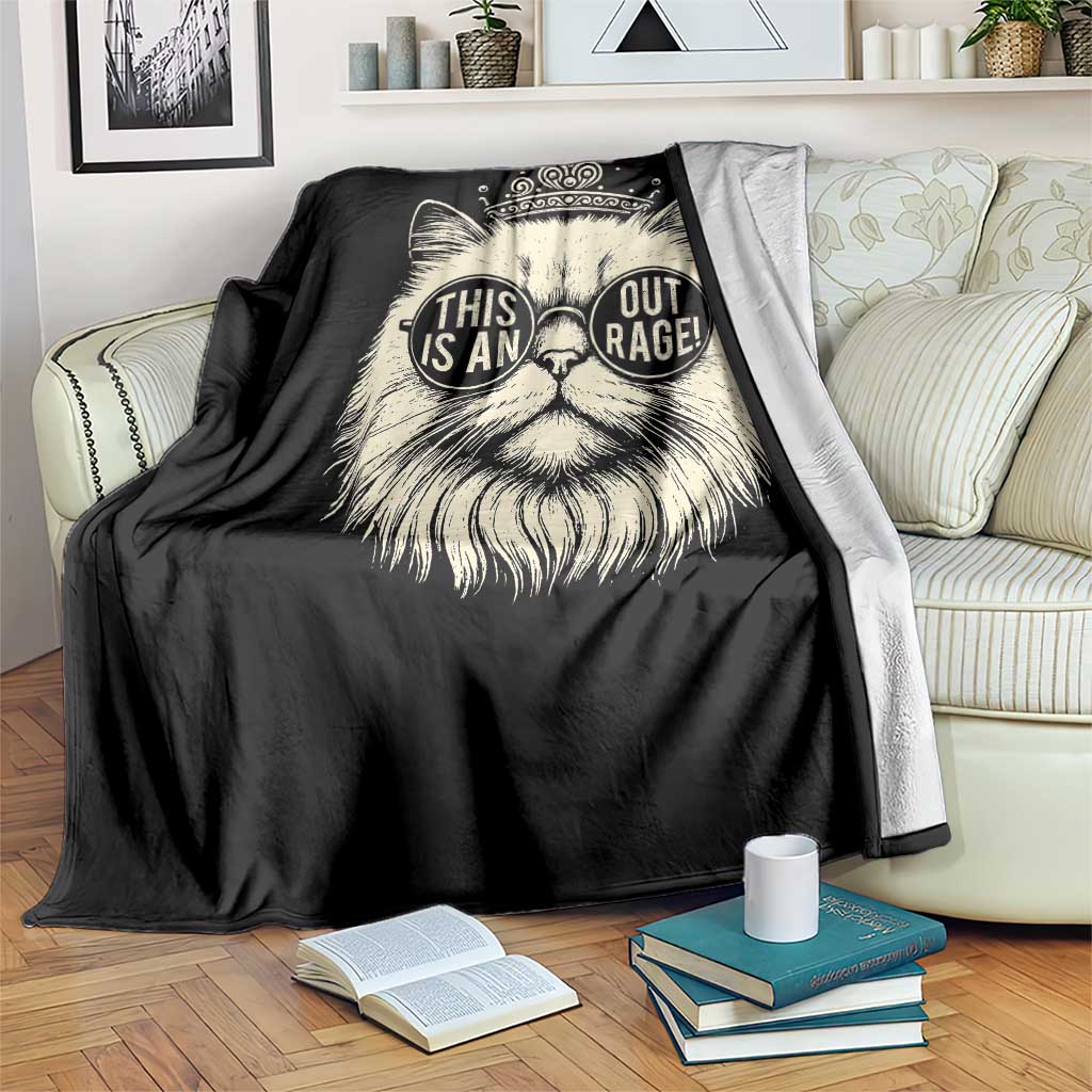 Dungeon Cat This Is An Outrage Throw Blanket Funny Princess Kitten - Wonder Print Shop