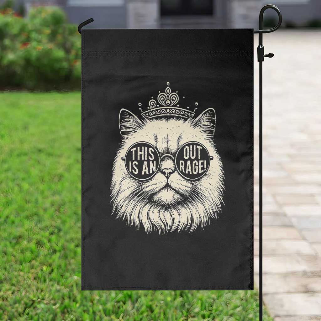 Dungeon Cat This Is An Outrage Garden Flag Funny Princess Kitten - Wonder Print Shop