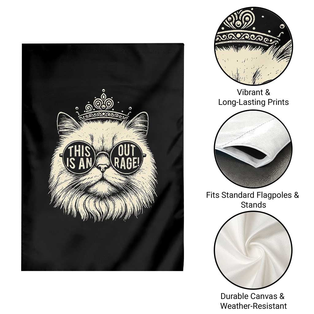 Dungeon Cat This Is An Outrage Garden Flag Funny Princess Kitten - Wonder Print Shop