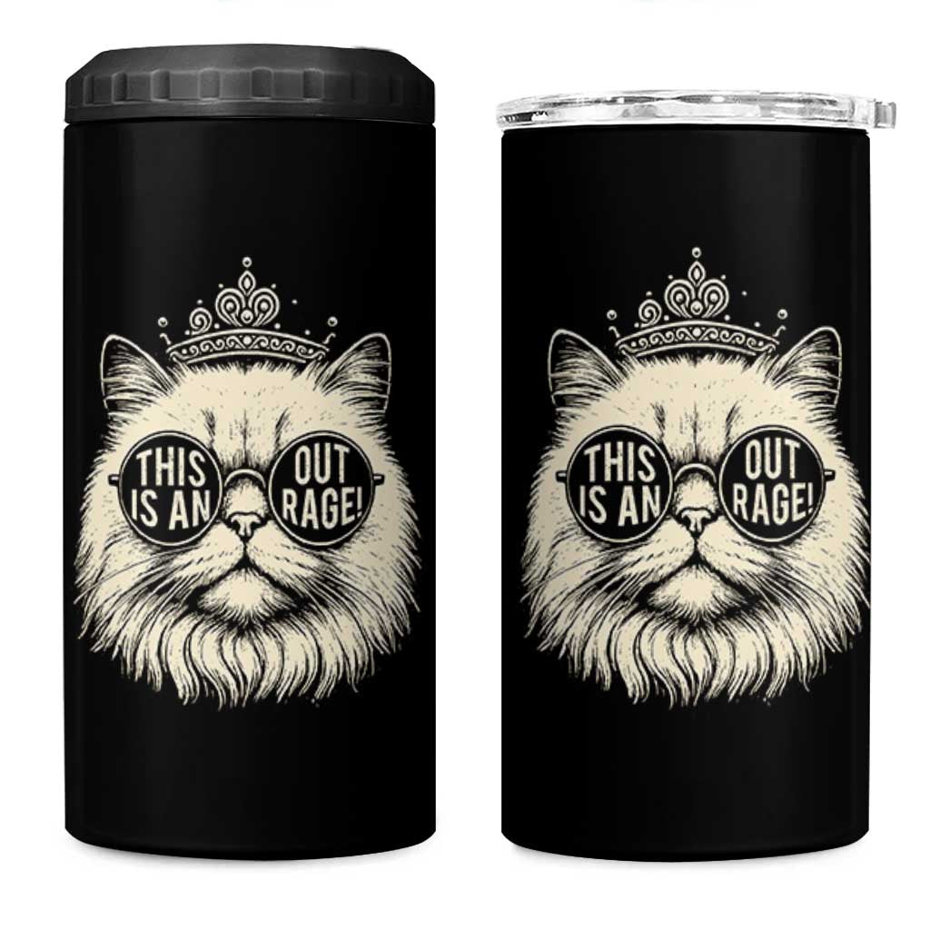 Dungeon Cat This Is An Outrage 4 in 1 Can Cooler Tumbler Funny Princess Kitten - Wonder Print Shop