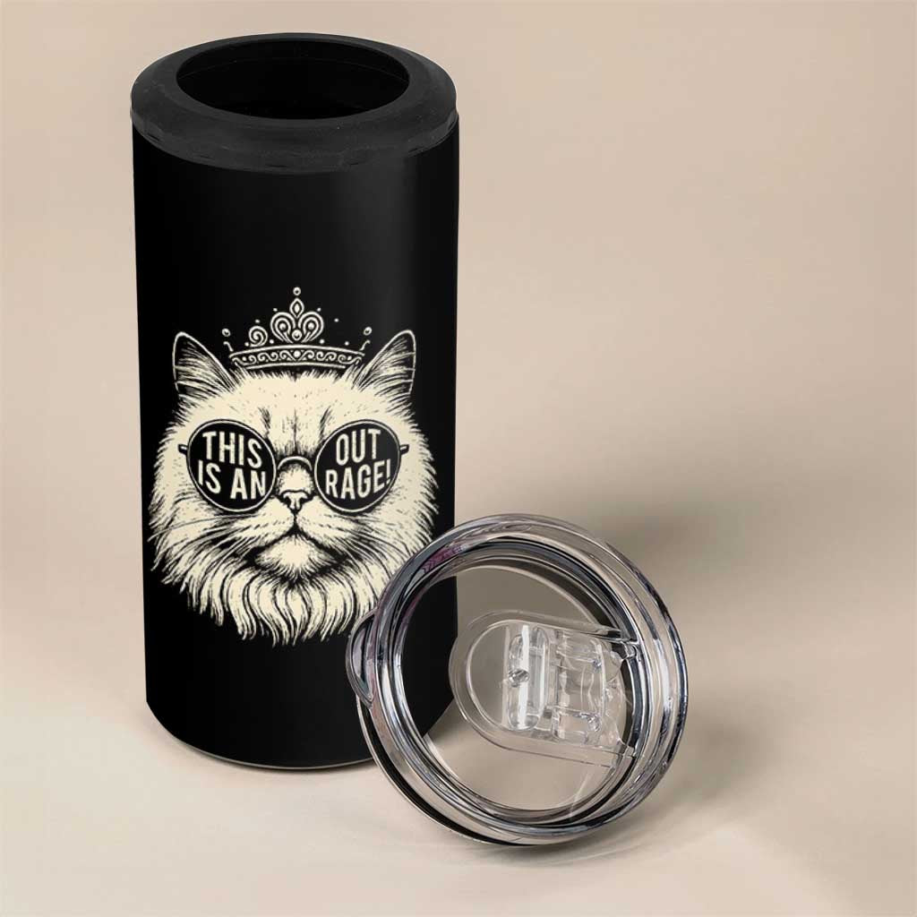 Dungeon Cat This Is An Outrage 4 in 1 Can Cooler Tumbler Funny Princess Kitten - Wonder Print Shop