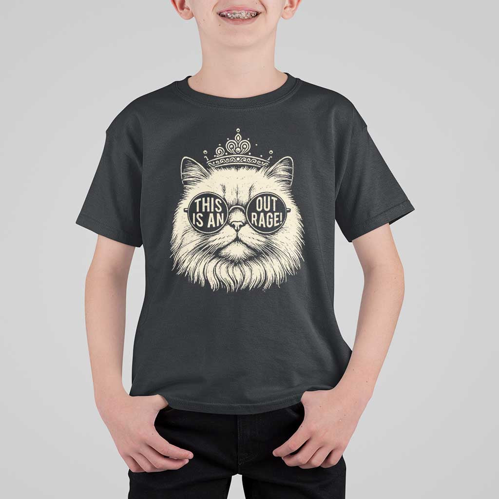 Dungeon Cat This Is An Outrage T Shirt For Kid Funny Princess Kitten - Wonder Print Shop