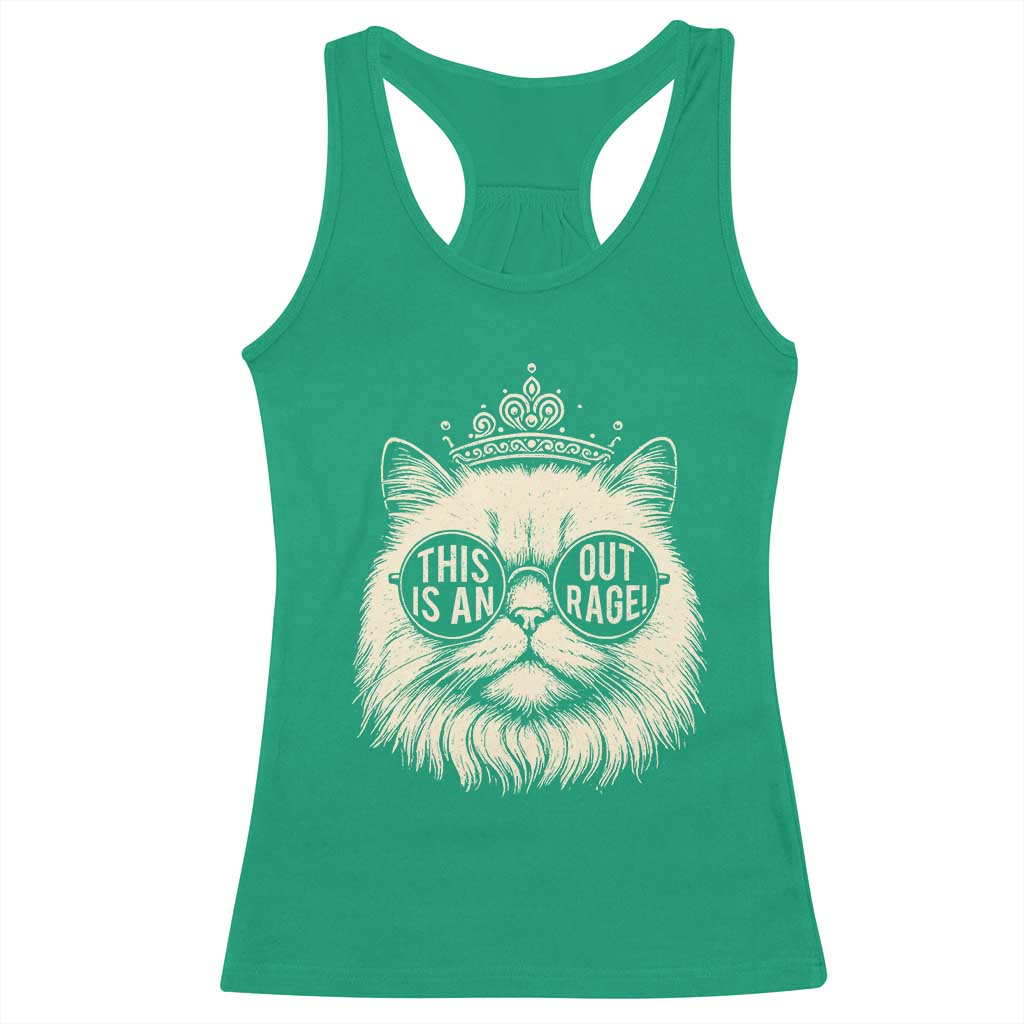 Dungeon Cat This Is An Outrage Racerback Tank Top Funny Princess Kitten - Wonder Print Shop