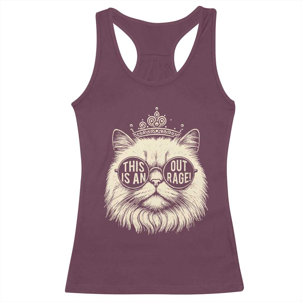 Dungeon Cat This Is An Outrage Racerback Tank Top Funny Princess Kitten - Wonder Print Shop