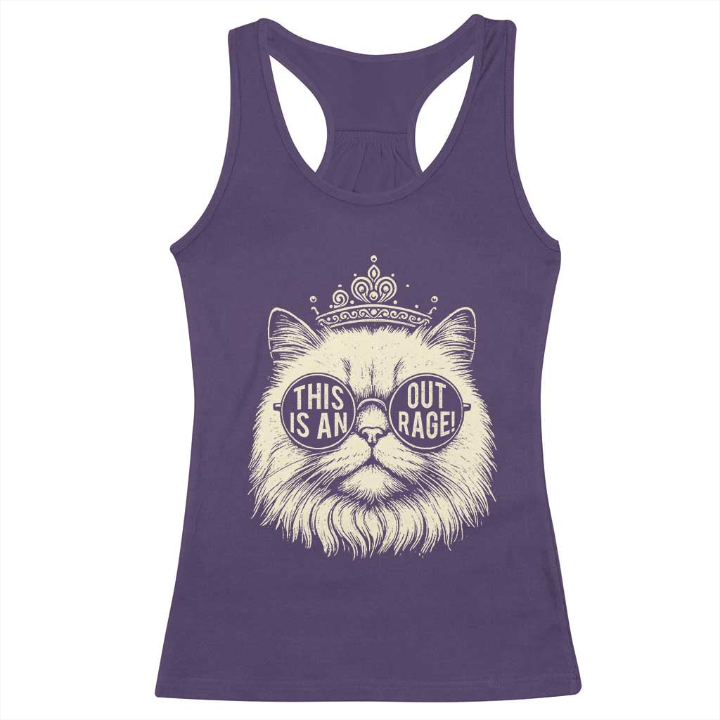 Dungeon Cat This Is An Outrage Racerback Tank Top Funny Princess Kitten - Wonder Print Shop