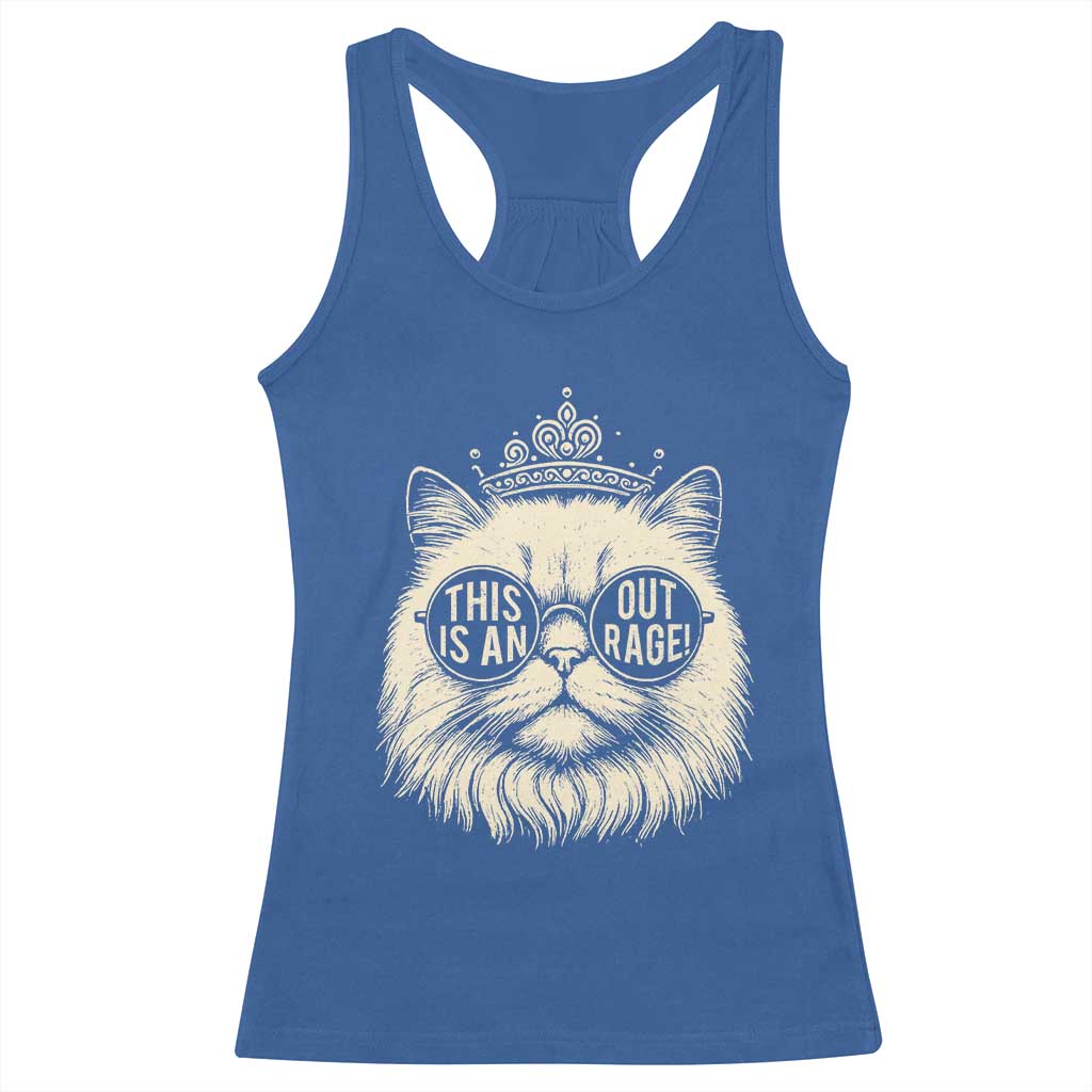 Dungeon Cat This Is An Outrage Racerback Tank Top Funny Princess Kitten - Wonder Print Shop