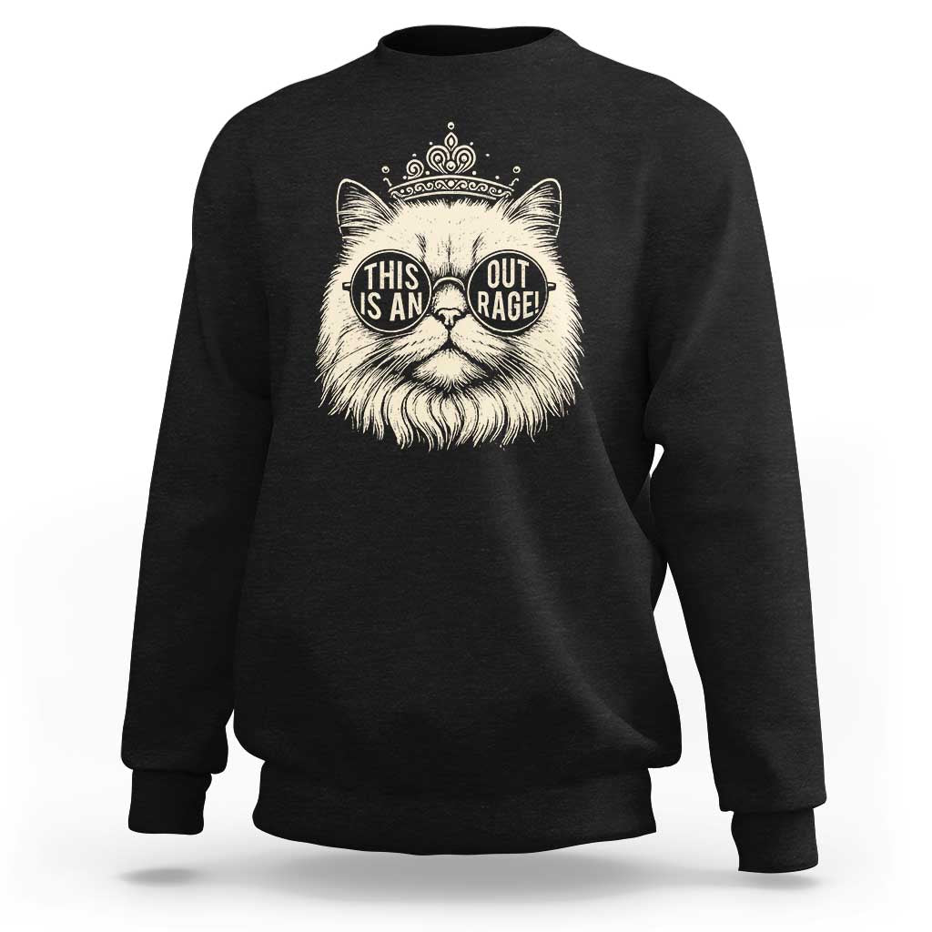 Dungeon Cat This Is An Outrage Sweatshirt Funny Princess Kitten - Wonder Print Shop