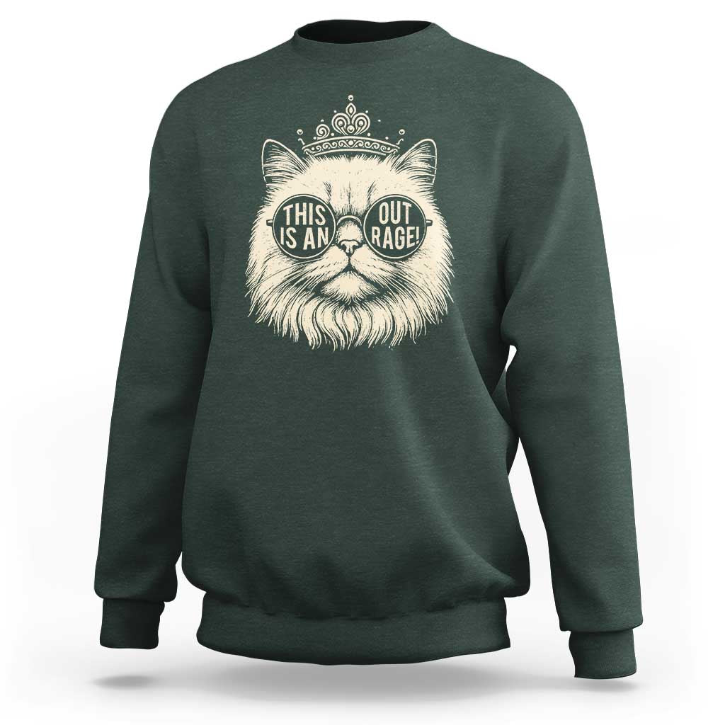 Dungeon Cat This Is An Outrage Sweatshirt Funny Princess Kitten - Wonder Print Shop