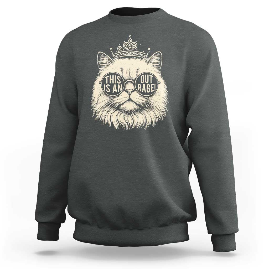 Dungeon Cat This Is An Outrage Sweatshirt Funny Princess Kitten - Wonder Print Shop