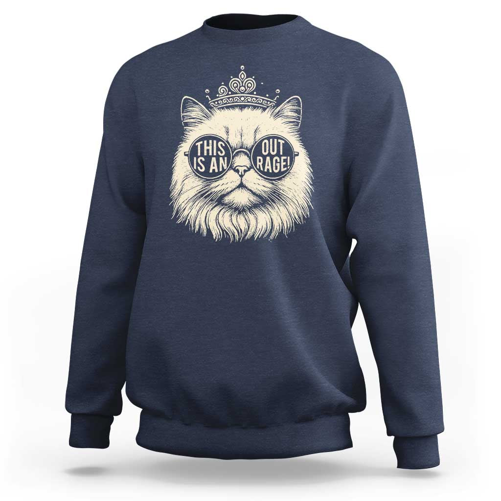 Dungeon Cat This Is An Outrage Sweatshirt Funny Princess Kitten - Wonder Print Shop
