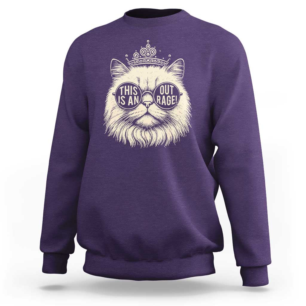 Dungeon Cat This Is An Outrage Sweatshirt Funny Princess Kitten - Wonder Print Shop