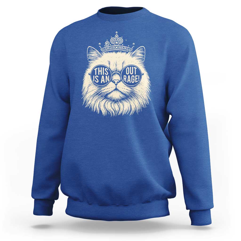 Dungeon Cat This Is An Outrage Sweatshirt Funny Princess Kitten - Wonder Print Shop