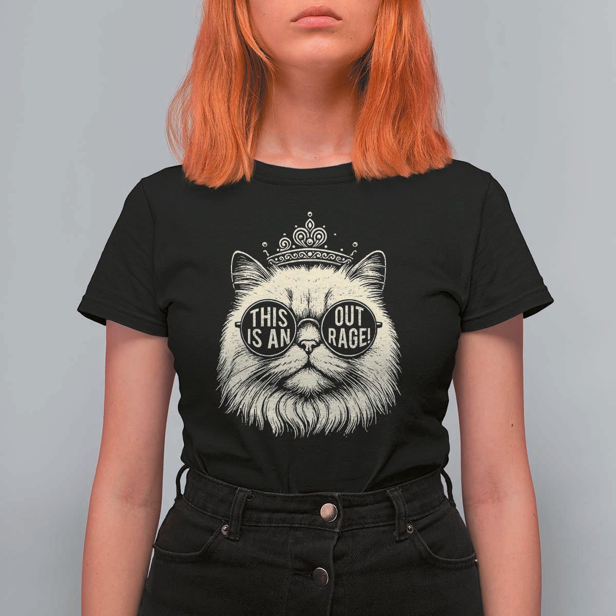 Dungeon Cat This Is An Outrage T Shirt For Women Funny Princess Kitten - Wonder Print Shop