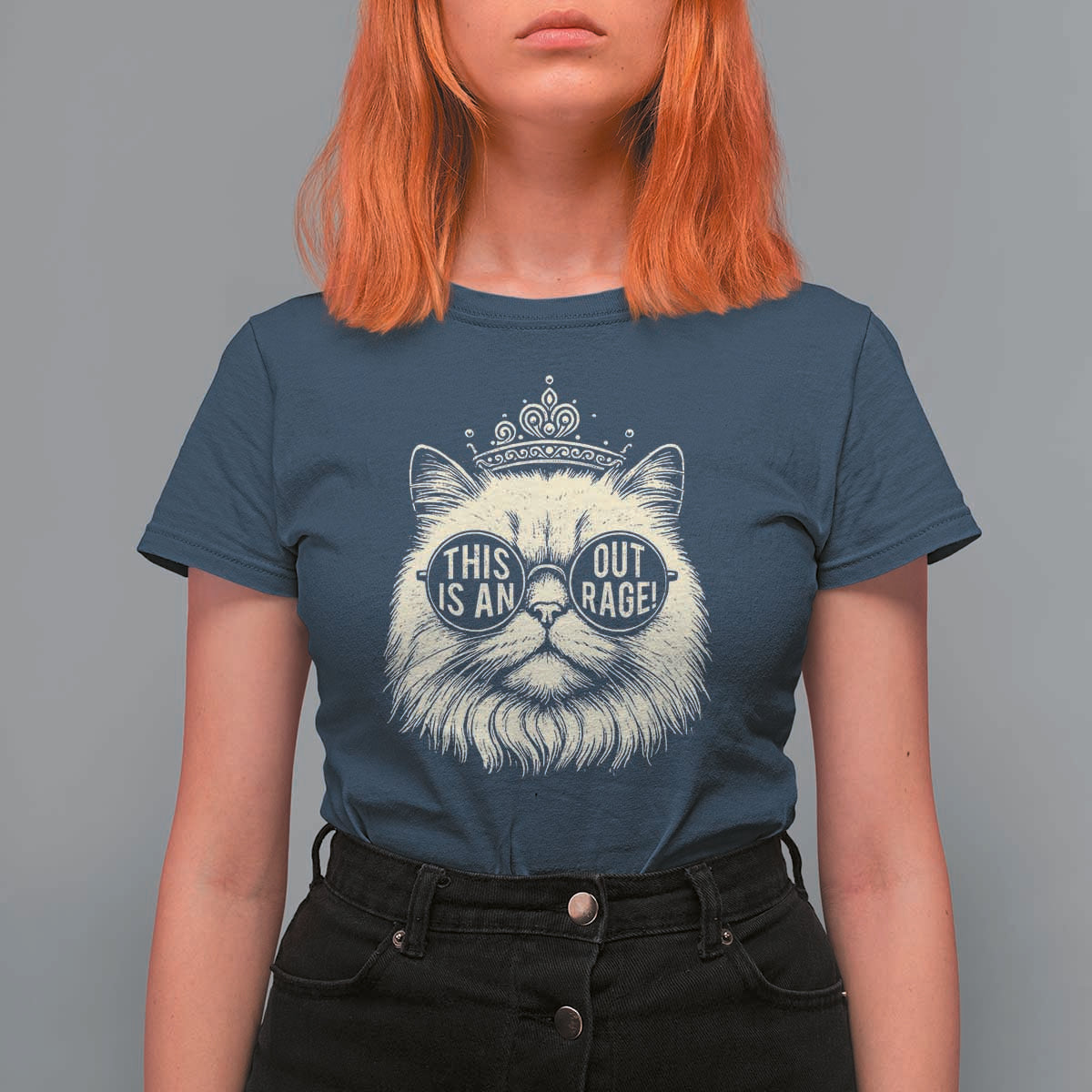 Dungeon Cat This Is An Outrage T Shirt For Women Funny Princess Kitten - Wonder Print Shop