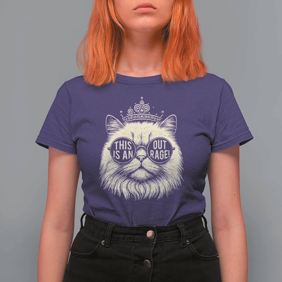 Dungeon Cat This Is An Outrage T Shirt For Women Funny Princess Kitten - Wonder Print Shop