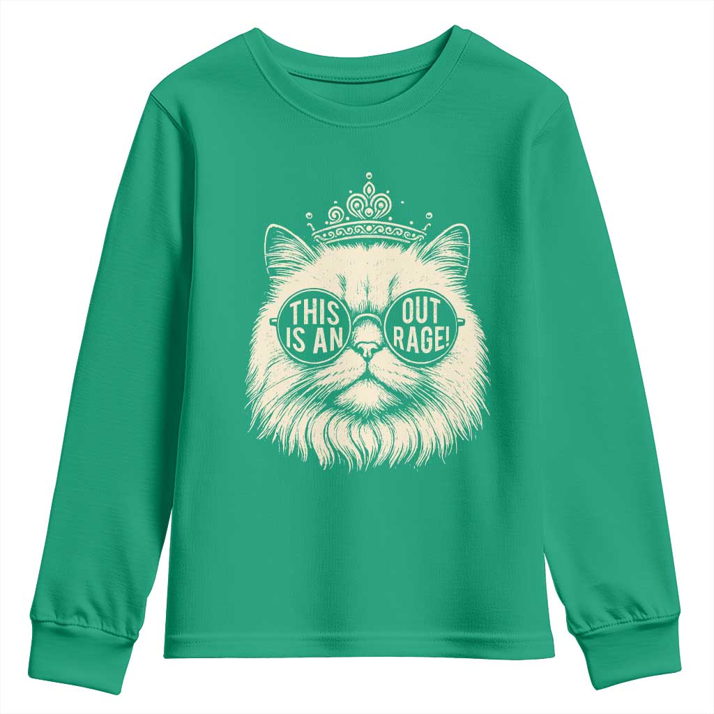 Dungeon Cat This Is An Outrage Youth Sweatshirt Funny Princess Kitten - Wonder Print Shop