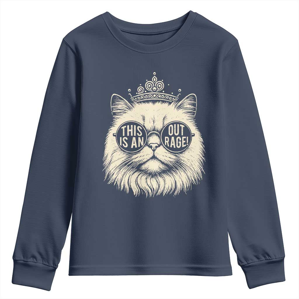 Dungeon Cat This Is An Outrage Youth Sweatshirt Funny Princess Kitten - Wonder Print Shop