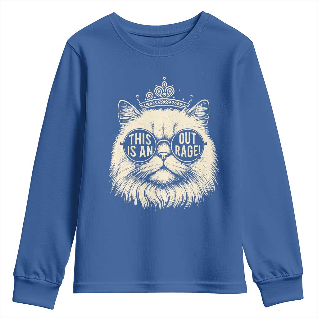 Dungeon Cat This Is An Outrage Youth Sweatshirt Funny Princess Kitten - Wonder Print Shop