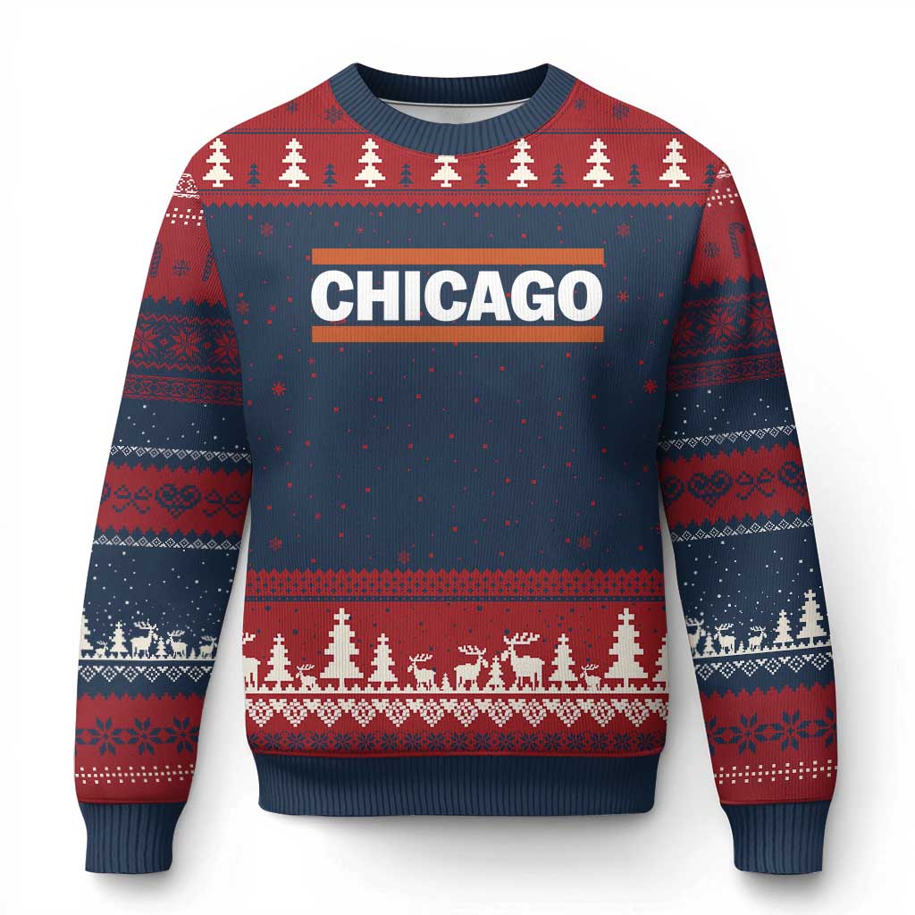 Chicago Ugly Christmas Sweater Classic Retro City Illinois IL Lake Michigan Midwest Pride - Wonder Print Shop